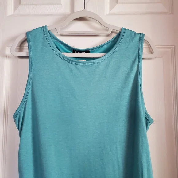 BTFBM T Shirt Midi Dress Pullover Sleeveless Rushed Knee Length Teal Size XL - Picture 2 of 9